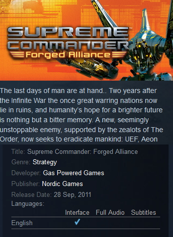 Supreme Commander: Forged Alliance Steam - Click Image to Close